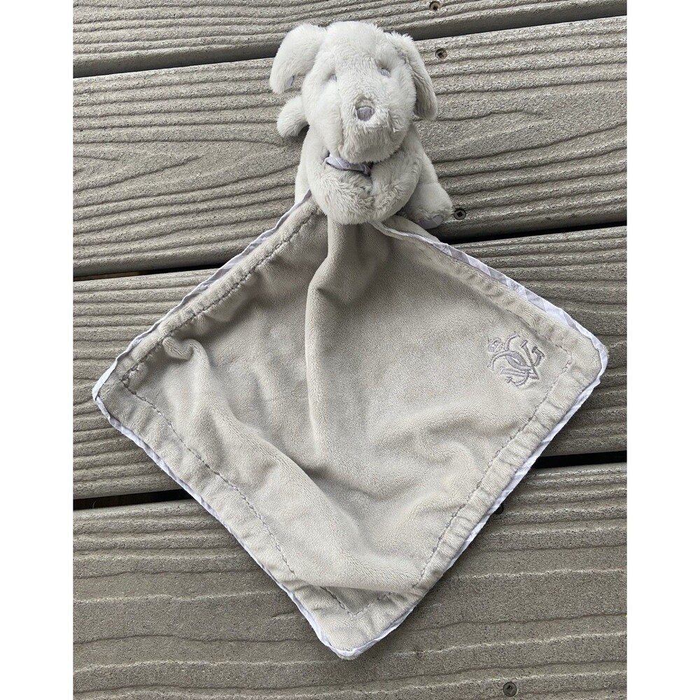 TarTine Et Chocolat Puppy Lovey Soft Plush Security Blanket Blue Stitched